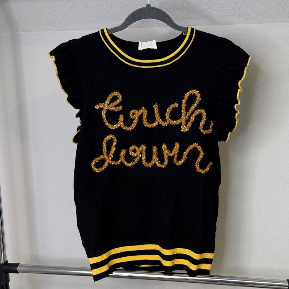 BiBi Black Sweater with Gold Script Design